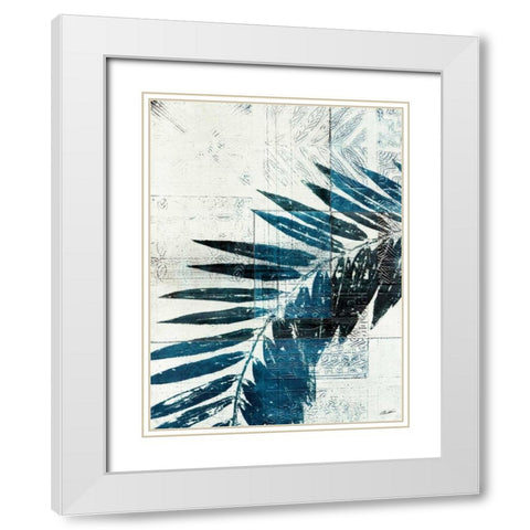 Palm Indigo II White Modern Wood Framed Art Print with Double Matting by Butler, John