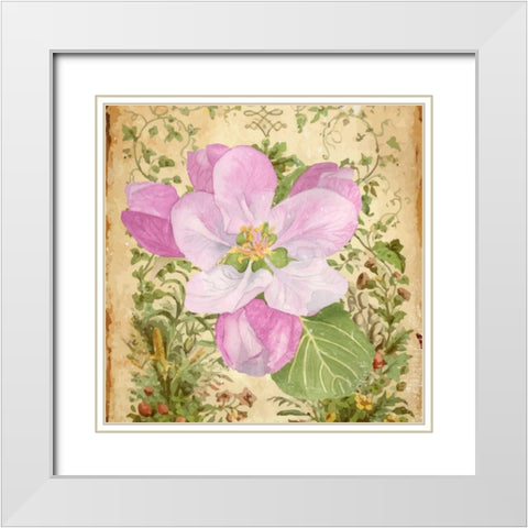 Vintage Apple Blossom II White Modern Wood Framed Art Print with Double Matting by Mark, Leslie