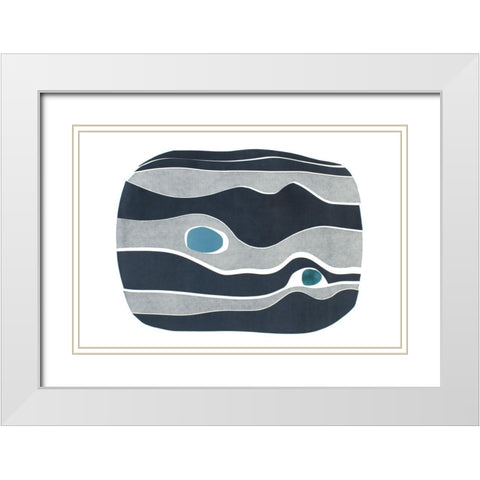 River Stones V White Modern Wood Framed Art Print with Double Matting by Delamater, Rob