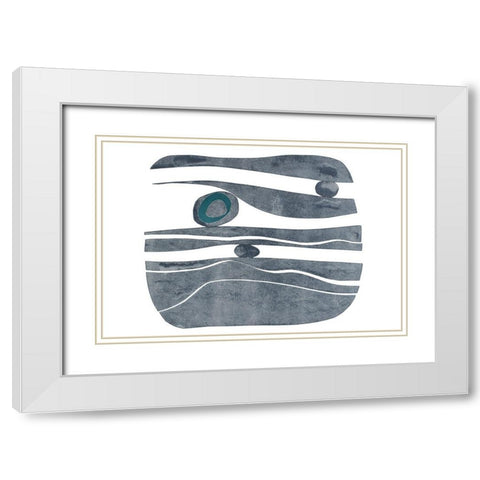 River Stones XI White Modern Wood Framed Art Print with Double Matting by Delamater, Rob