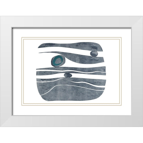 River Stones XI White Modern Wood Framed Art Print with Double Matting by Delamater, Rob