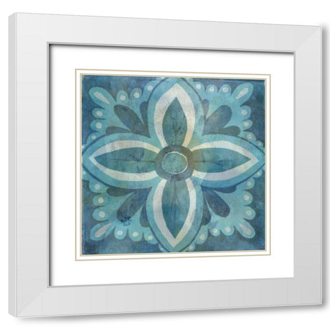 Patinaed Tile I White Modern Wood Framed Art Print with Double Matting by McCavitt, Naomi