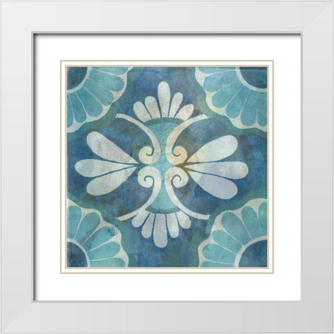 Patinaed Tile II White Modern Wood Framed Art Print with Double Matting by McCavitt, Naomi
