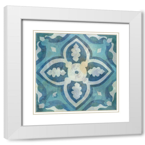 Patinaed Tile IV White Modern Wood Framed Art Print with Double Matting by McCavitt, Naomi