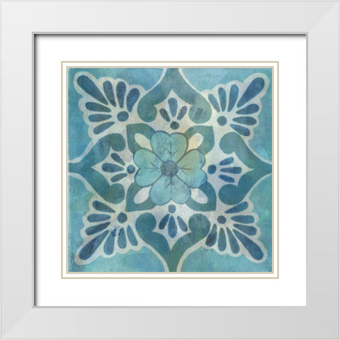 Patinaed Tile VI White Modern Wood Framed Art Print with Double Matting by McCavitt, Naomi