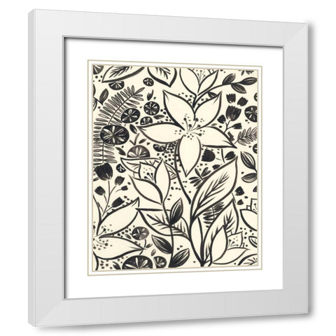 Brushstroke Blossoms I White Modern Wood Framed Art Print with Double Matting by Vess, June Erica