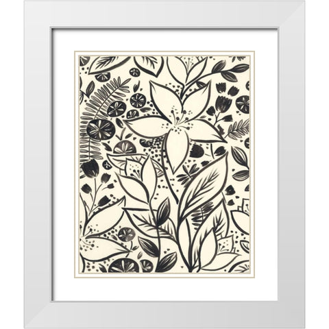 Brushstroke Blossoms I White Modern Wood Framed Art Print with Double Matting by Vess, June Erica