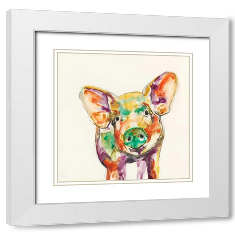 Hi Fi Farm Animals IV White Modern Wood Framed Art Print with Double Matting by Goldberger, Jennifer