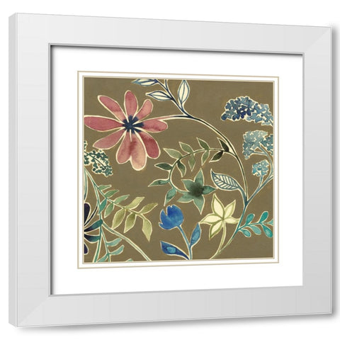 Mini Flower Garland I (ZHC) 8x8 White Modern Wood Framed Art Print with Double Matting by Popp, Grace