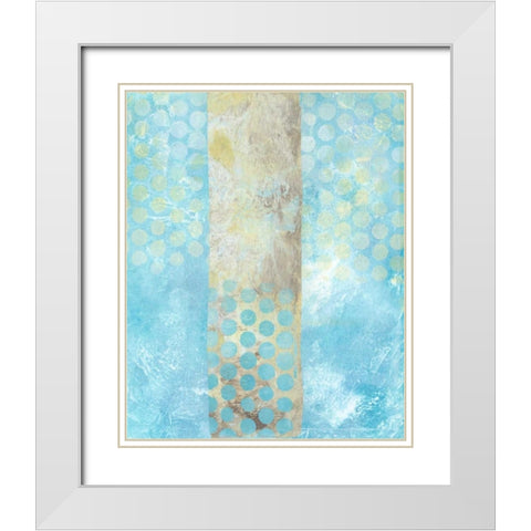 Dots on Blue I White Modern Wood Framed Art Print with Double Matting by McCavitt, Naomi
