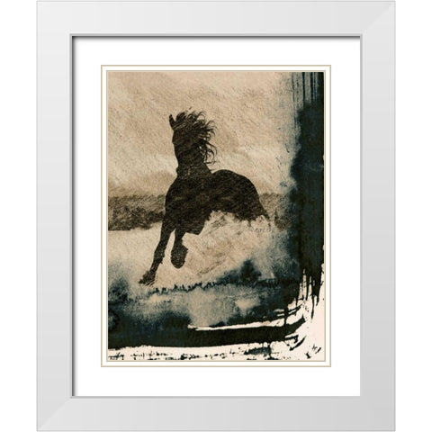 Running Horse III White Modern Wood Framed Art Print with Double Matting by Orlov, Irena