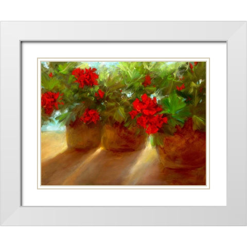 Crimson Glow White Modern Wood Framed Art Print with Double Matting by Finch, Sheila