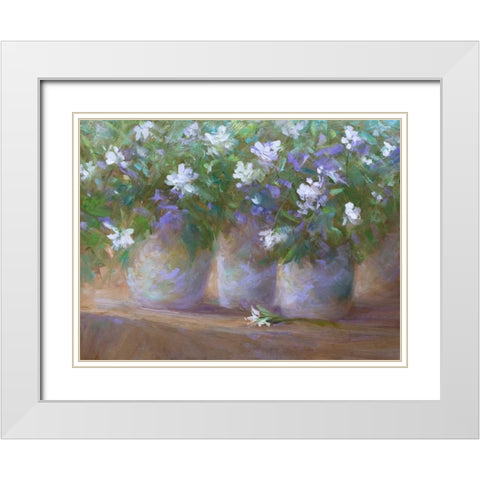 Three Pots White Modern Wood Framed Art Print with Double Matting by Finch, Sheila