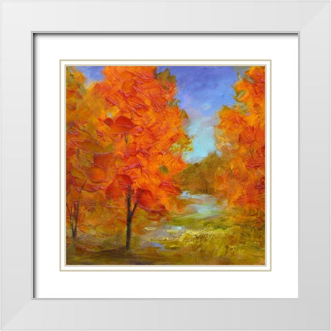 Burst of Autumn Color White Modern Wood Framed Art Print with Double Matting by Finch, Sheila