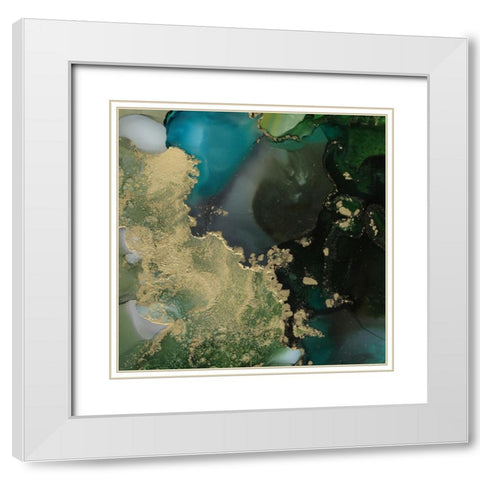 Emerald Topo II White Modern Wood Framed Art Print with Double Matting by Borges, Victoria