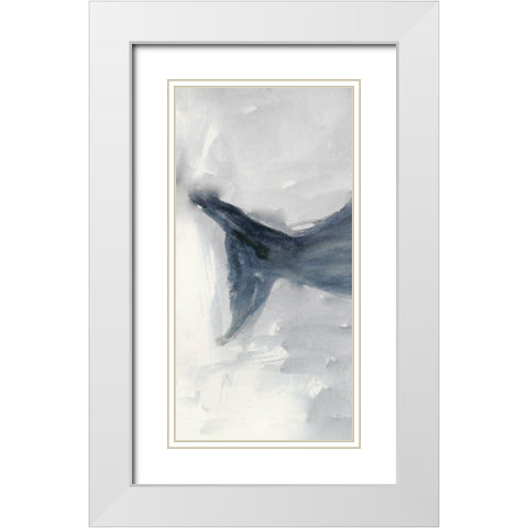 Blue Whale Triptych I White Modern Wood Framed Art Print with Double Matting by Stellar Design Studio