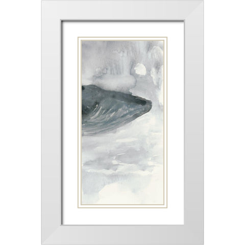 Blue Whale Triptych III White Modern Wood Framed Art Print with Double Matting by Stellar Design Studio