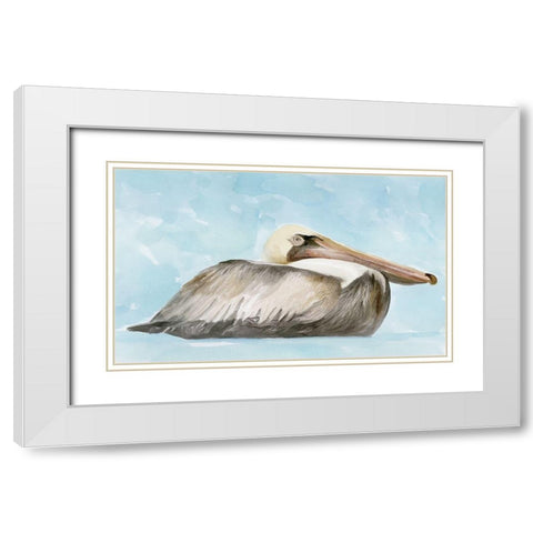 Soft Brown Pelican I White Modern Wood Framed Art Print with Double Matting by Stellar Design Studio