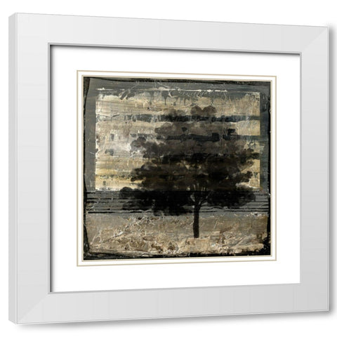 Composition With Tree I White Modern Wood Framed Art Print with Double Matting by Stellar Design Studio
