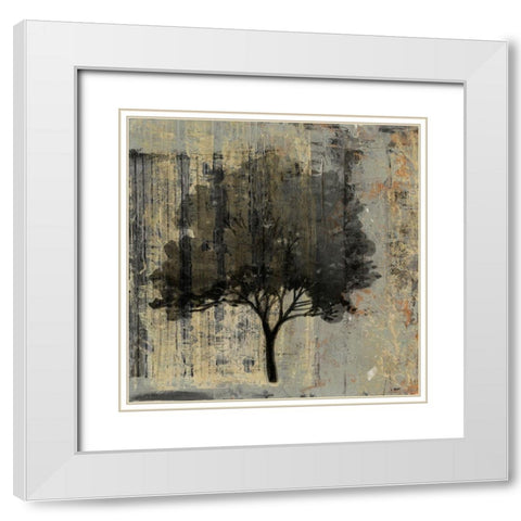 Composition With Tree II White Modern Wood Framed Art Print with Double Matting by Stellar Design Studio