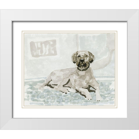 Dog Study I White Modern Wood Framed Art Print with Double Matting by Stellar Design Studio