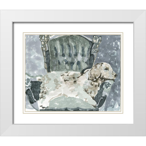 Dog Study II White Modern Wood Framed Art Print with Double Matting by Stellar Design Studio