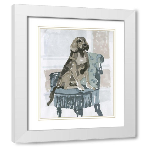 Dog Study V White Modern Wood Framed Art Print with Double Matting by Stellar Design Studio