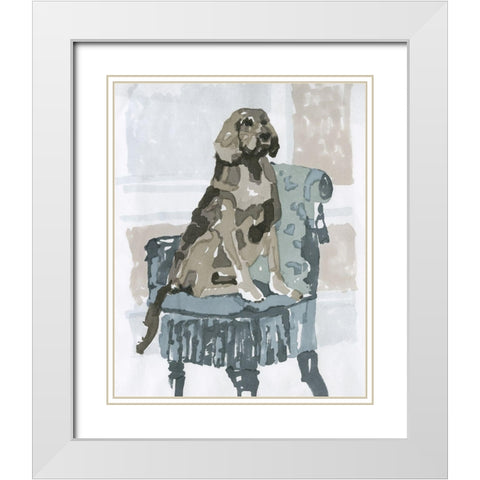 Dog Study V White Modern Wood Framed Art Print with Double Matting by Stellar Design Studio