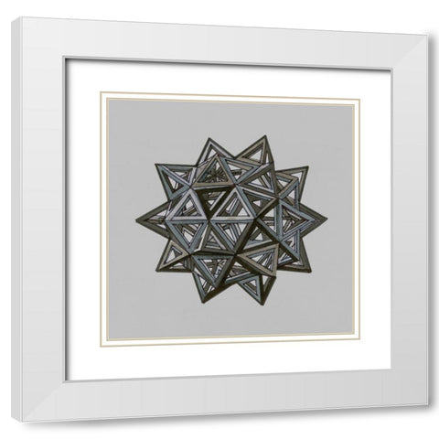 Equilateral Vertex I White Modern Wood Framed Art Print with Double Matting by Stellar Design Studio