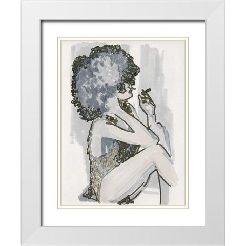 Hidaya I White Modern Wood Framed Art Print with Double Matting by Stellar Design Studio