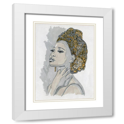 Hidaya II White Modern Wood Framed Art Print with Double Matting by Stellar Design Studio