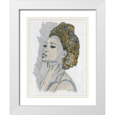 Hidaya II White Modern Wood Framed Art Print with Double Matting by Stellar Design Studio