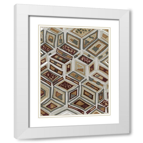 African Tribal I White Modern Wood Framed Art Print with Double Matting by Stellar Design Studio