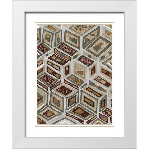 African Tribal I White Modern Wood Framed Art Print with Double Matting by Stellar Design Studio