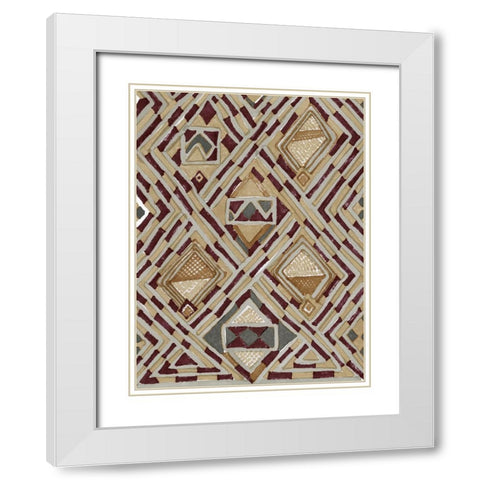 African Tribal II White Modern Wood Framed Art Print with Double Matting by Stellar Design Studio