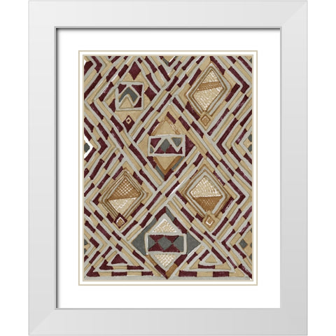 African Tribal II White Modern Wood Framed Art Print with Double Matting by Stellar Design Studio