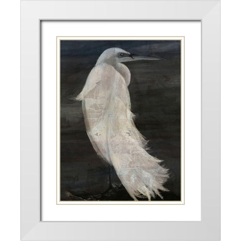 Textured Egret II White Modern Wood Framed Art Print with Double Matting by Stellar Design Studio