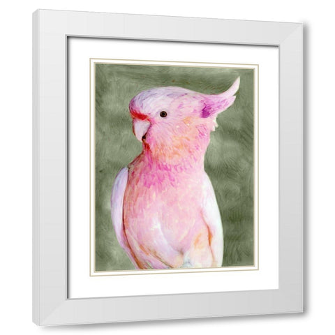 Palm Springs Parrot II White Modern Wood Framed Art Print with Double Matting by Stellar Design Studio