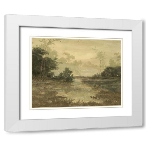 Sunset Pond II White Modern Wood Framed Art Print with Double Matting by Stellar Design Studio