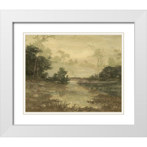 Sunset Pond II White Modern Wood Framed Art Print with Double Matting by Stellar Design Studio