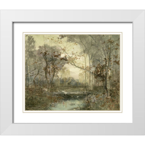 Sunset Pond III White Modern Wood Framed Art Print with Double Matting by Stellar Design Studio