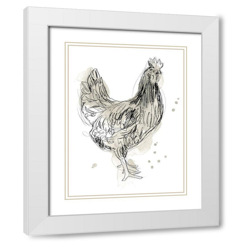 Feathered Fowl I White Modern Wood Framed Art Print with Double Matting by Vess, June Erica