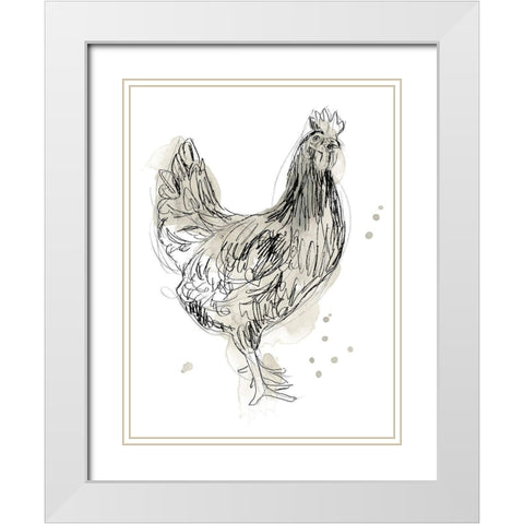 Feathered Fowl I White Modern Wood Framed Art Print with Double Matting by Vess, June Erica