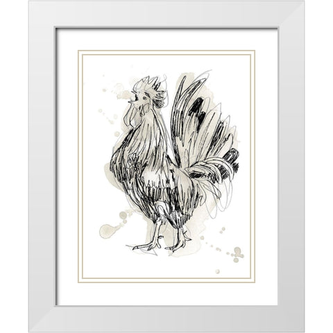 Feathered Fowl II White Modern Wood Framed Art Print with Double Matting by Vess, June Erica