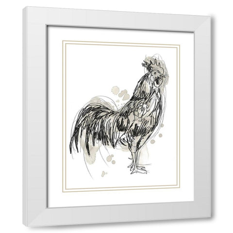Feathered Fowl III White Modern Wood Framed Art Print with Double Matting by Vess, June Erica