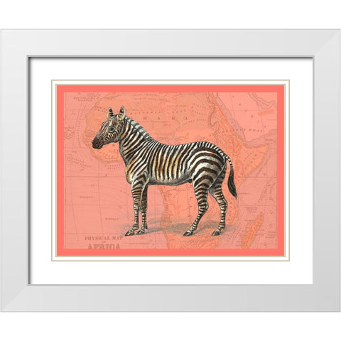 African Animals on Coral IV White Modern Wood Framed Art Print with Double Matting by Studio W