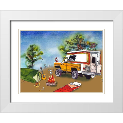 Camp Out I White Modern Wood Framed Art Print with Double Matting by McCreery, Paul