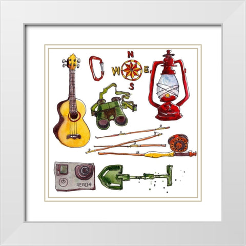 Camp Out III White Modern Wood Framed Art Print with Double Matting by McCreery, Paul