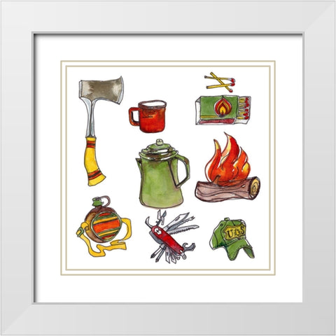 Camp Out IV White Modern Wood Framed Art Print with Double Matting by McCreery, Paul