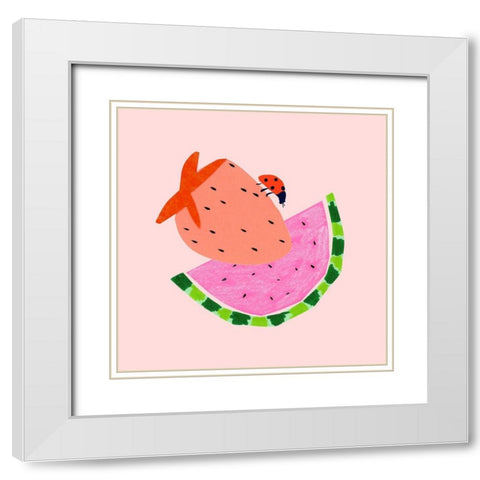 Strawberry Fields I White Modern Wood Framed Art Print with Double Matting by Blanckslate